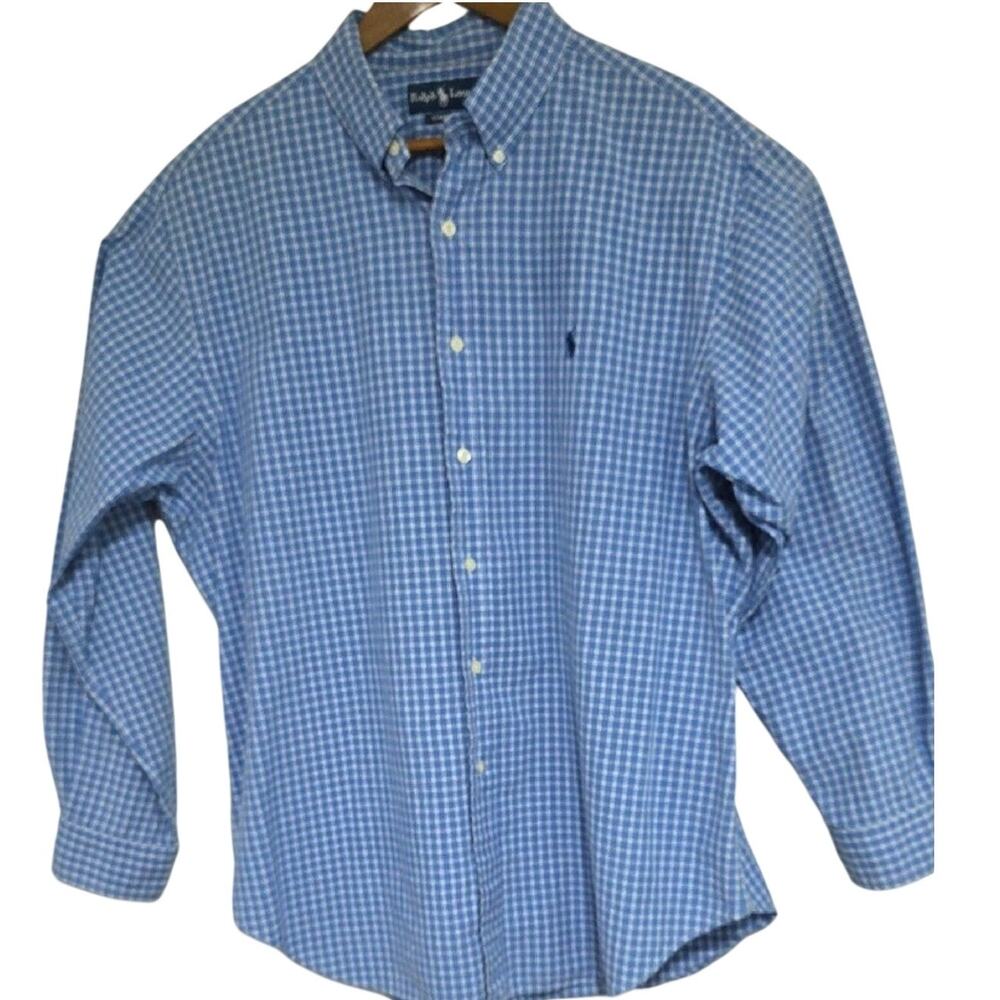 Ralph Lauren Sz  XL Blue Plaid Pony Logo Button-Down Casual Long Sleeve Shirt